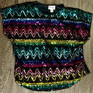 Rainbow Sequin Dress Top Size: XL